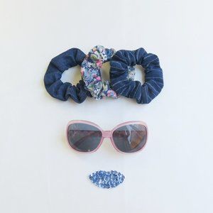 Blue Scrunchie Set - 3 Pieces - Recycled - Denim